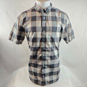 DC Shoes Shirt Mens XL Gray Button Down Plaid Short Sleeve Skate Casual Light